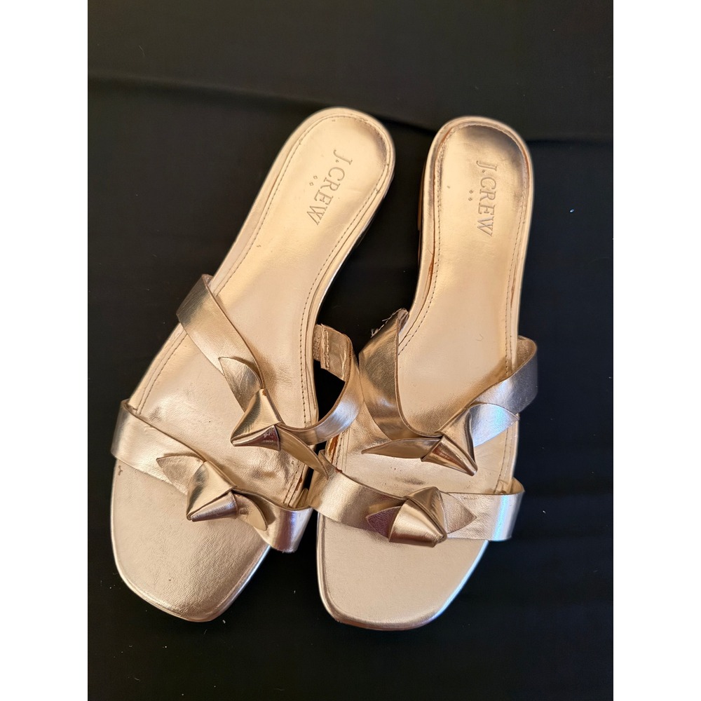 J. Crew Women's Gold Bow Slide Sandals‎ Flat Size 8